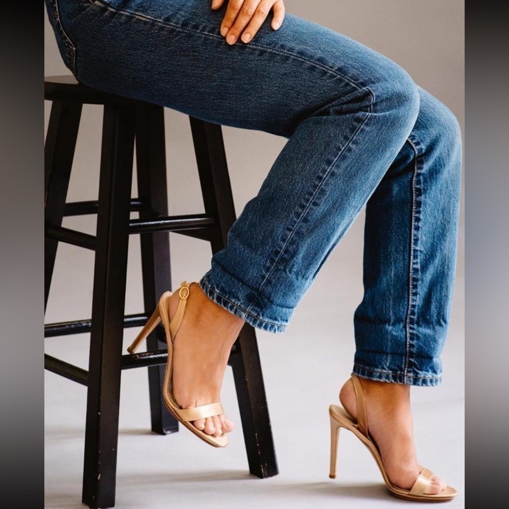 Salone Monet Sable Open Toe High Heel Satin Slingback Stiletto Heels Sandals NWT